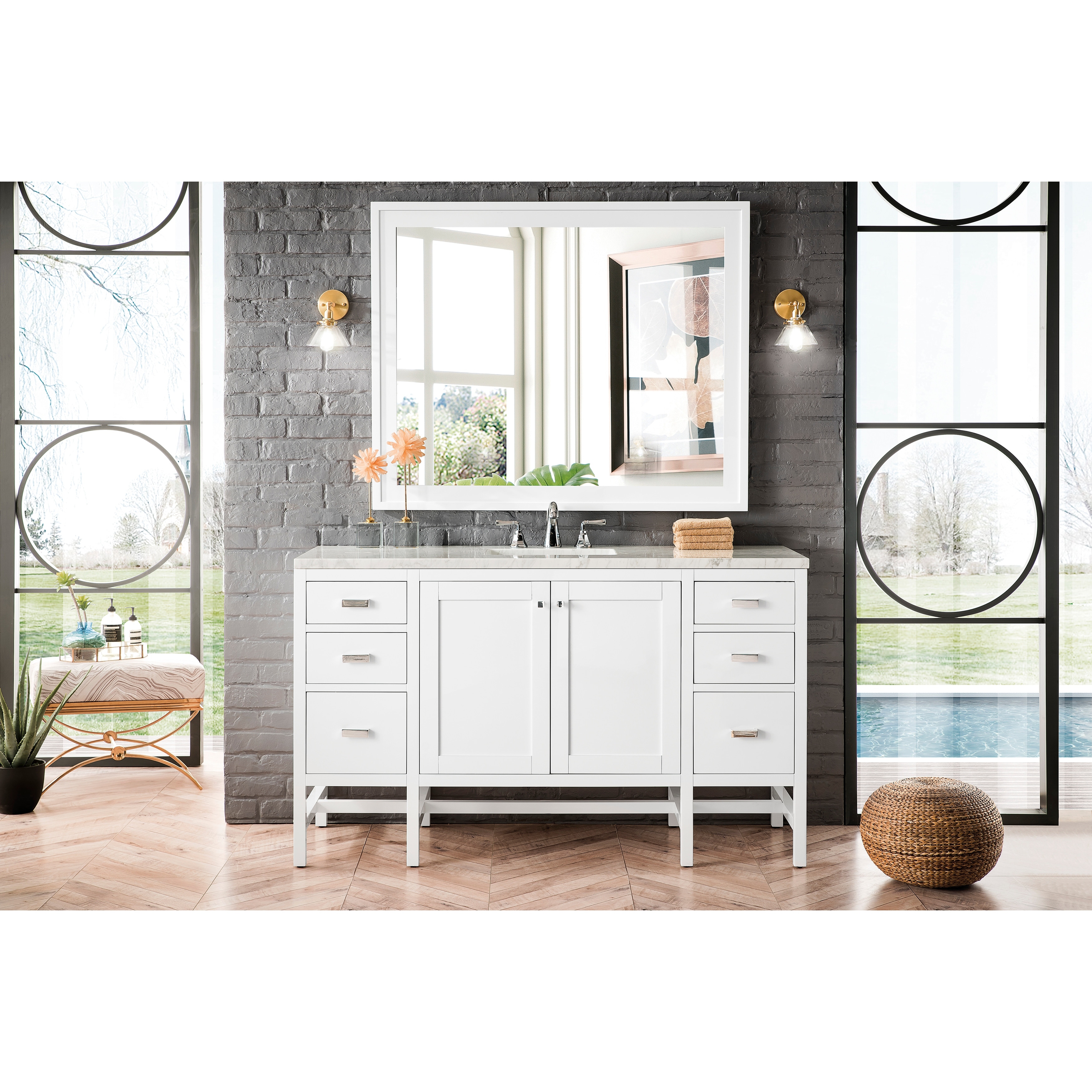 James Martin Vanities Addison 60" Single Vanity, Glossy White