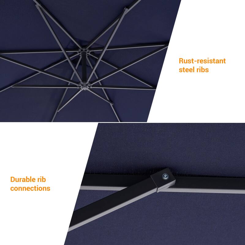 BONOSUKI 8.2x8.2ft Offset Patio Umbrella Hanging Umbrella w/Steel Ribs
