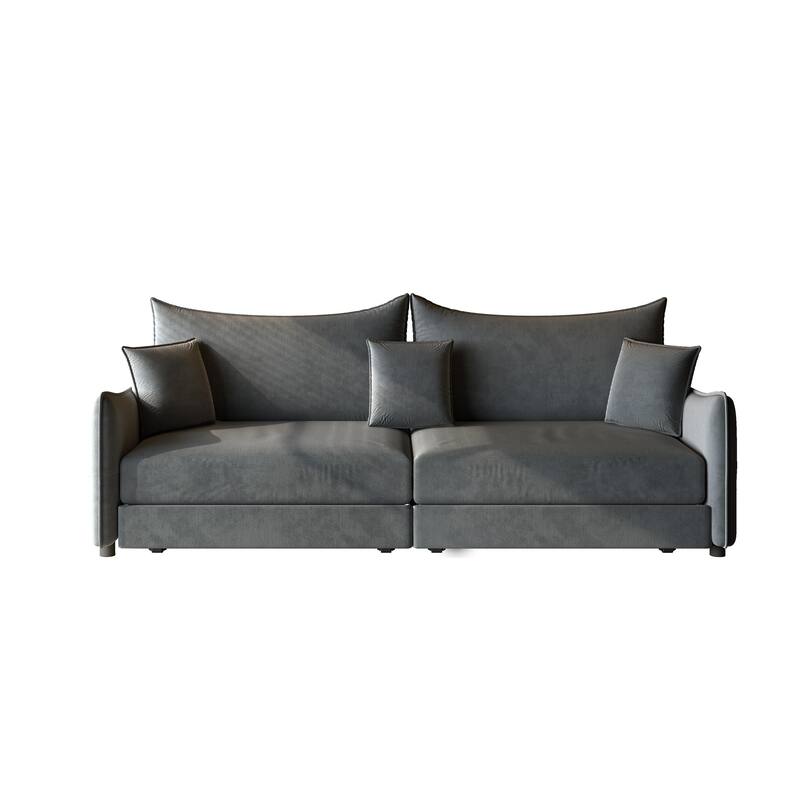 Convertible Sleeper Sofa Bed, Modern Velvet Loveseat Pull-Out Couch Bed, Oversized Love Seat Lounge Sofa with 3 Pillows