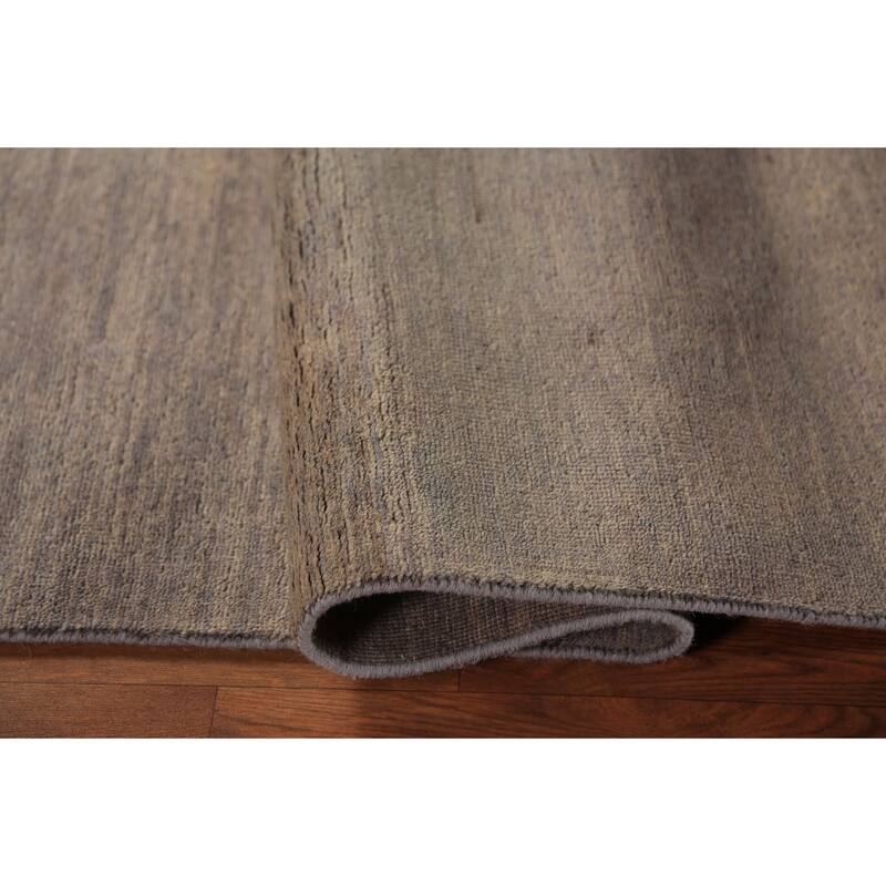 Brown & Gray Modern Gabbeh Runner Rug Handmade Wool Carpet - 2'10" x 9'6"