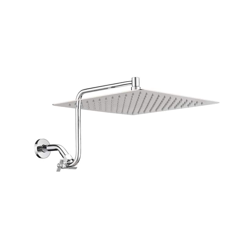 12 inch Adjustable Extension Arm High-pressure Rain Shower Head, Rain Fixed Shower Head - Chrome