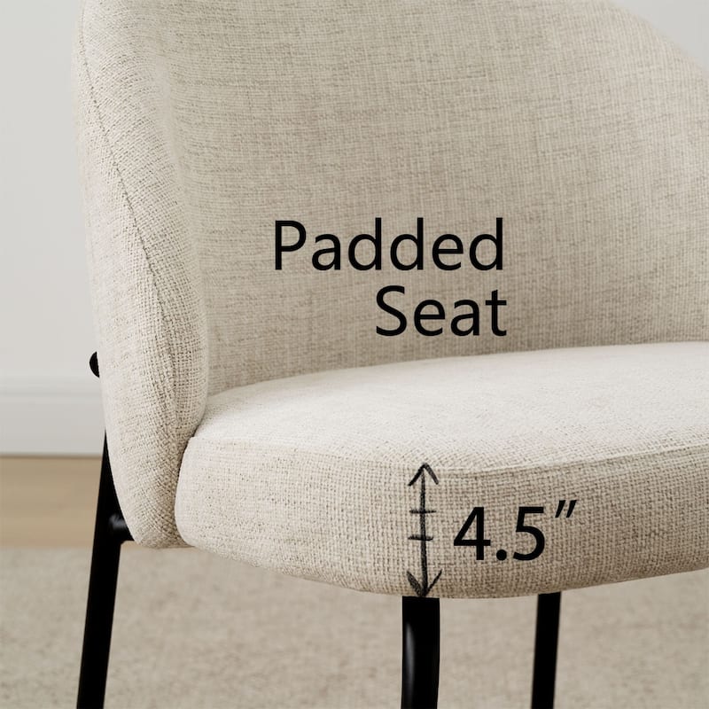 Modern Fabric Dining Chairs with Curved Back and Steel Legs, Set of 4