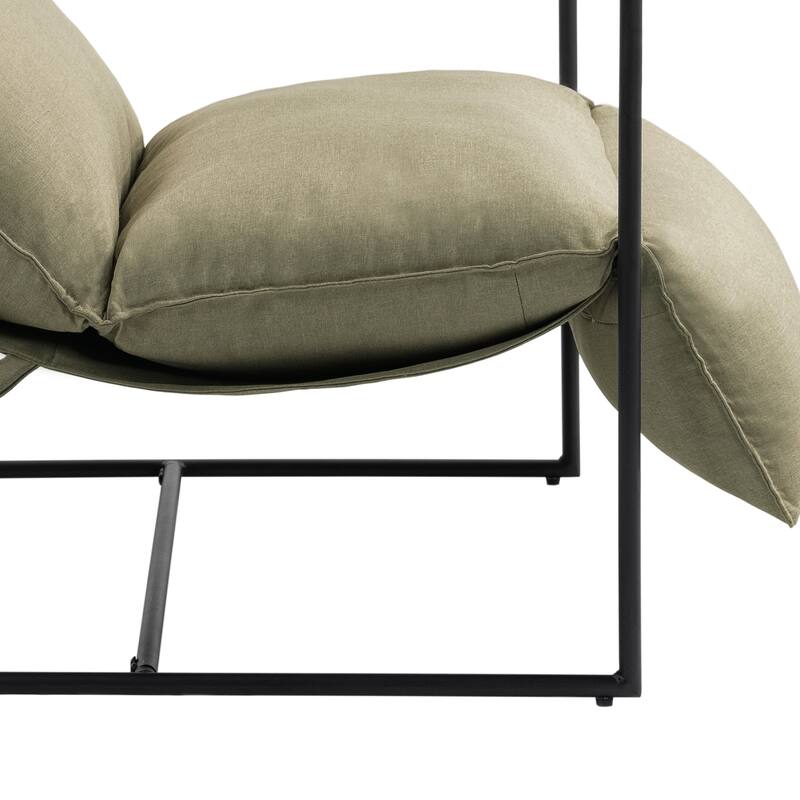 Metal Framed Sling Fabric Accent Chair Set of 2