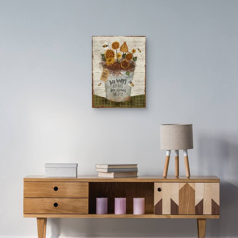 Bee Happy Bucket Canvas Art Print