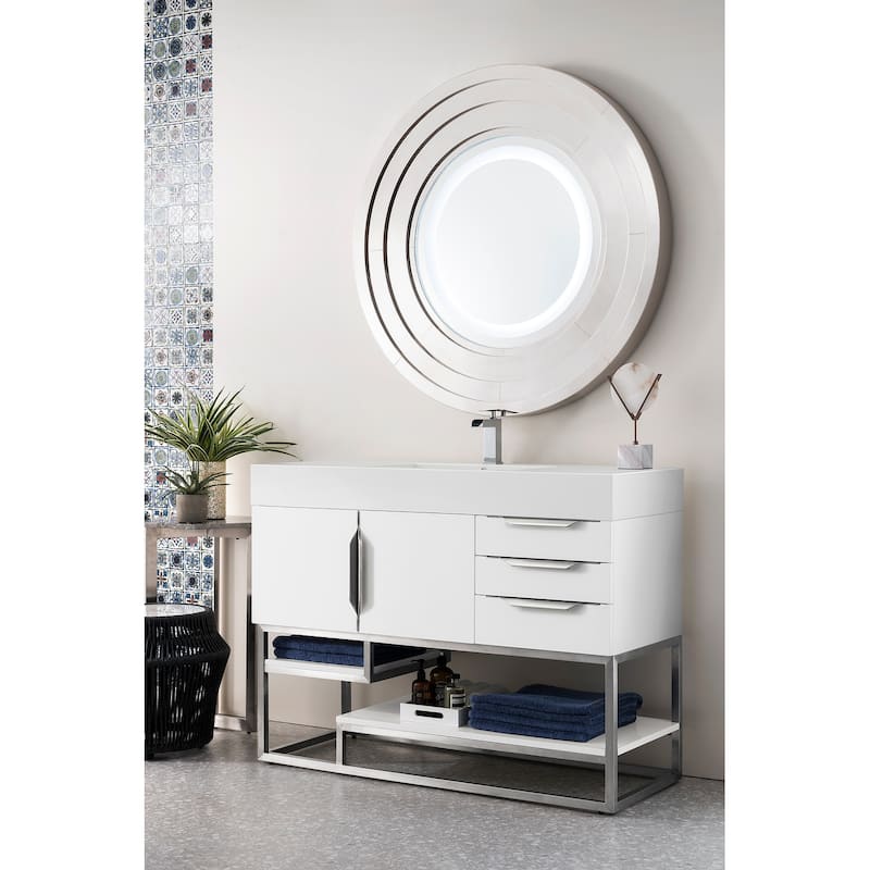 James Martin Vanities Columbia 48" Single Vanity, Glossy White with Brushed Nickel Hardware
