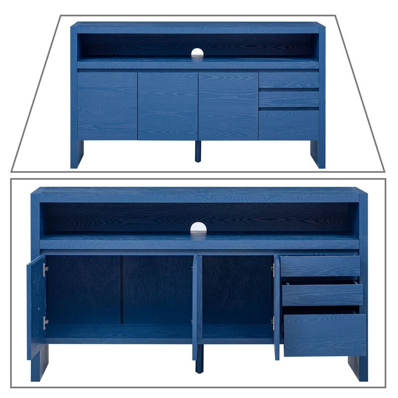 Modern Freestanding Wooden Sideboard with Three Drawers, Two Cabinets and a Shelf