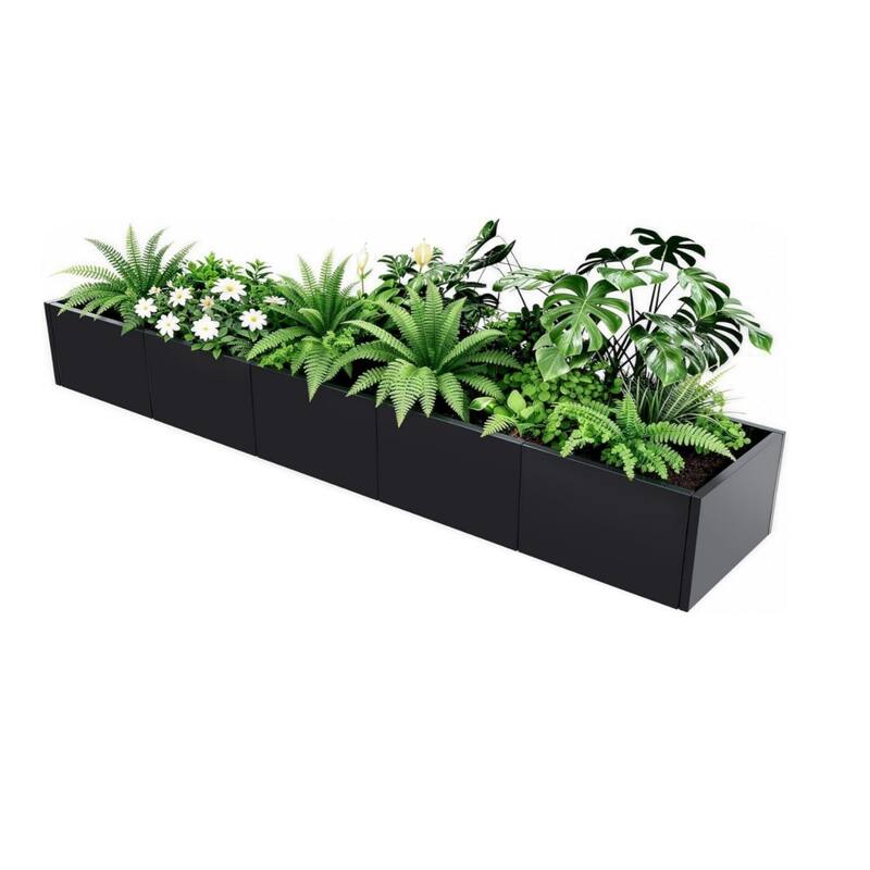 18x18x12 in Snap-Together Metal Raised Garden Bed Modern Black Square Planter With Base - With Bottom 172*46*30cm