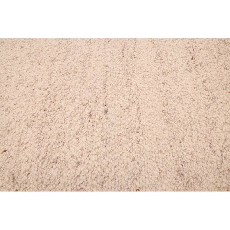 ECARPETGALLERY Hand Woven Looma Ivory Wool Rug - 8'1 x 10'3