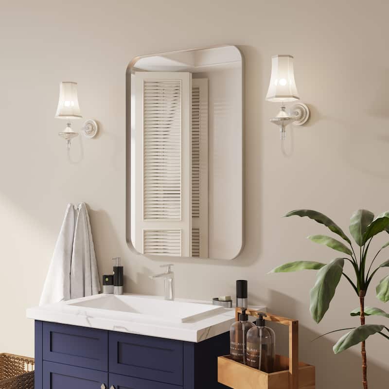 Organnice Rectangular Aluminum Frame Vanity Bathroom Mirror with Clear Glass
