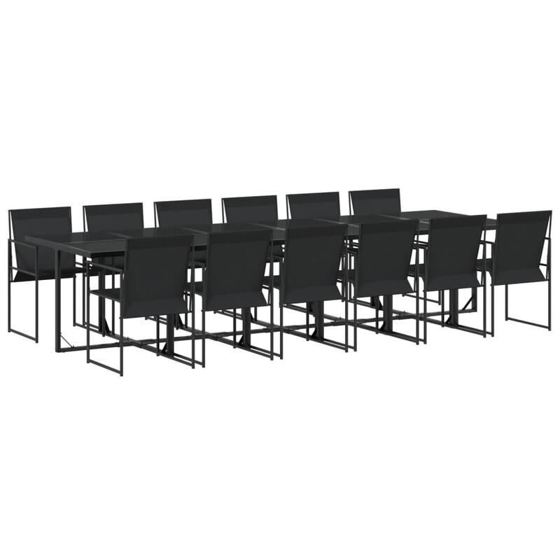 vidaXL Garden Dining Set Black Textilene Large Foldable - 42.1 x 129.9 x 28.3 in