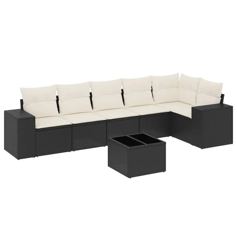 vidaXL Garden Sofa Set Black PE rattan Large Adjustable Armrests - 24.4 x 32.7 x 27.2