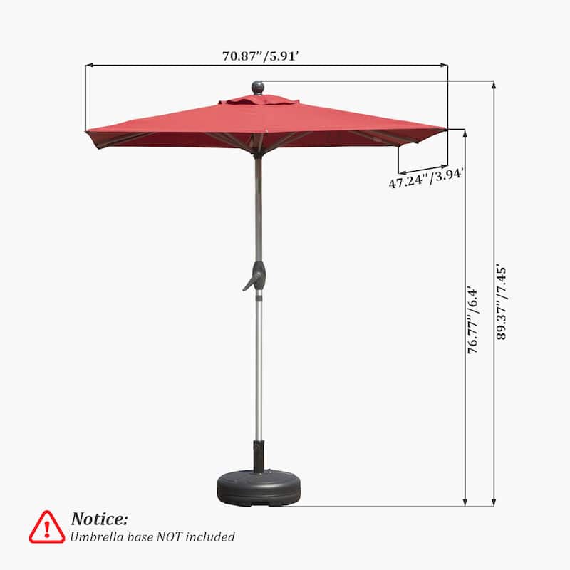 Rectangle Patio Umbrella with Crank Lift and Tilt Function