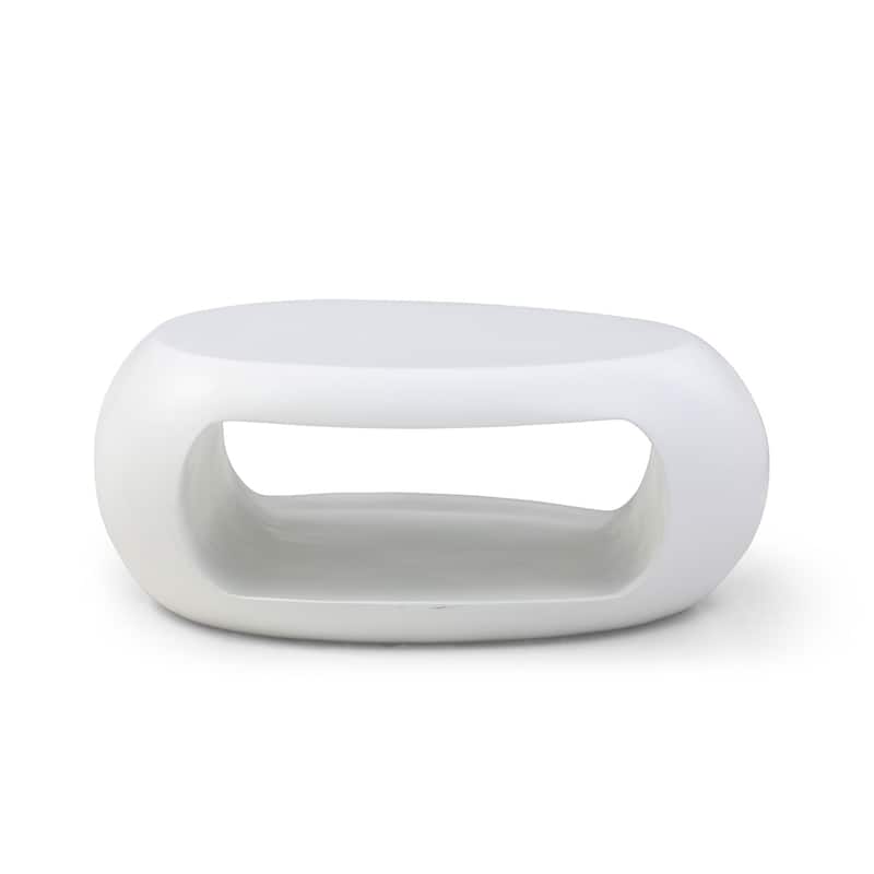 Contemporary Oval Flat Hollow Storage Coffee Table End Table Black White - White - 39"