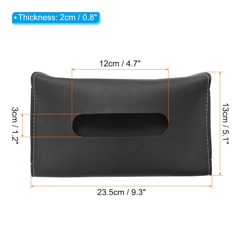 Car Tissue Holder, PU Leather Napkin Dispenser with Elastic Strap - 23.5x13x2cm