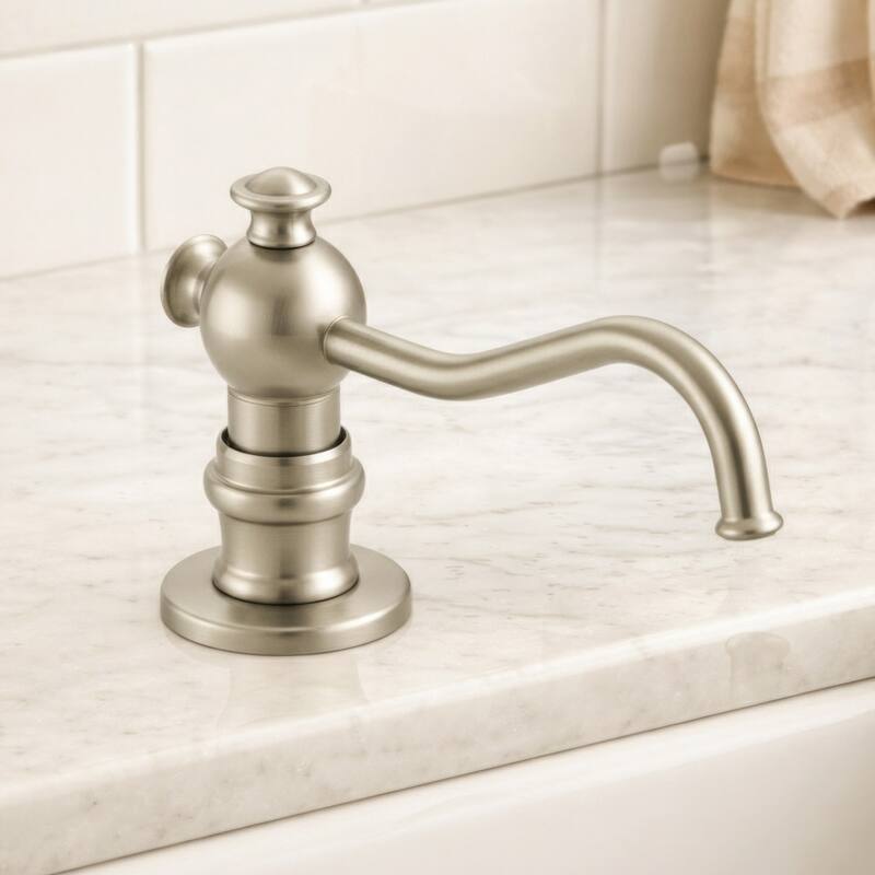 Whitehaus 5" Deck Mount Solid Brass Kitchen Soap And Lotion Dispenser