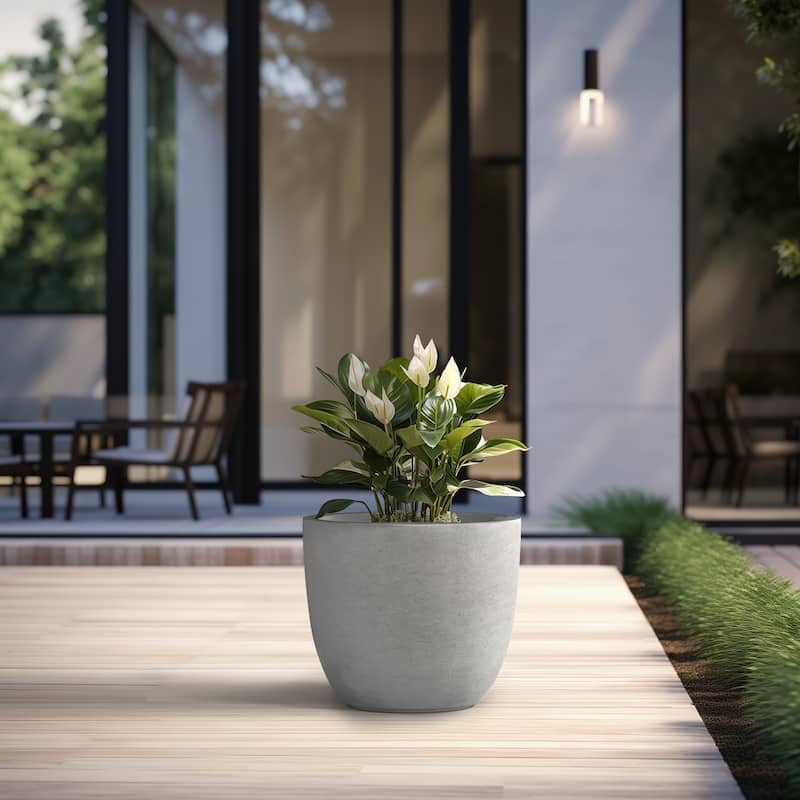 Tall Concrete Round Plant Pots / Large Indoor and Outdoor flower Planters