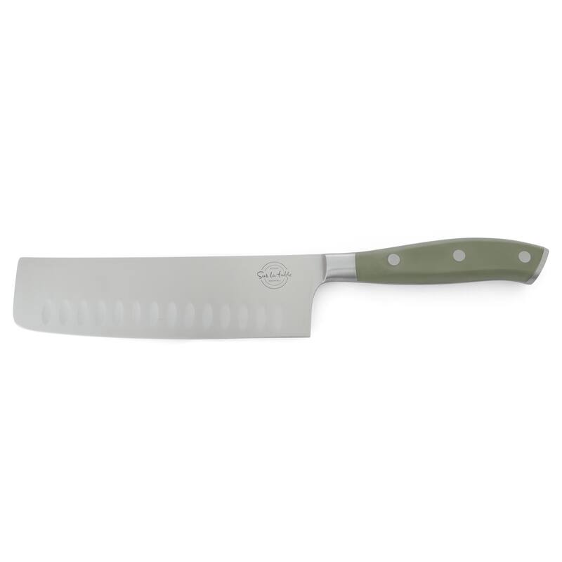 Sur La Table Kitchen Essentials 5 Piece German Steel Blade With Triple Riveted Handle Set on Beechwood Magentic Block