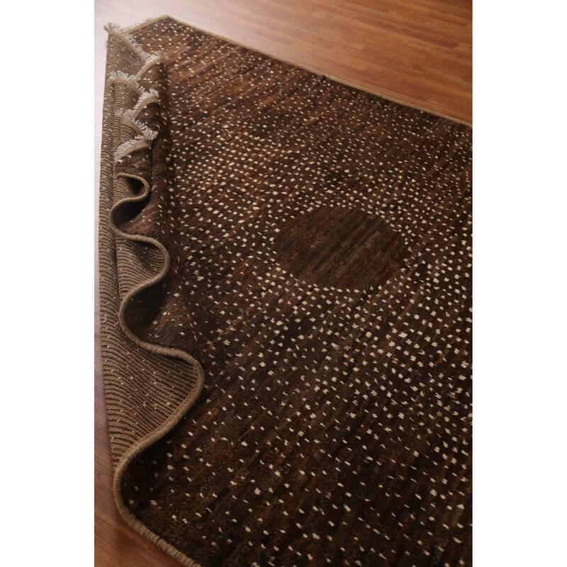Brown Tribal Moroccan Oriental Area Rug Hand-knotted Wool Carpet - 5'11" x 9'0"