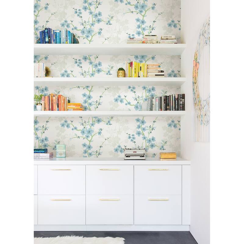 A-Street Prints Nicolette Light Blue Floral Trail Wallpaper