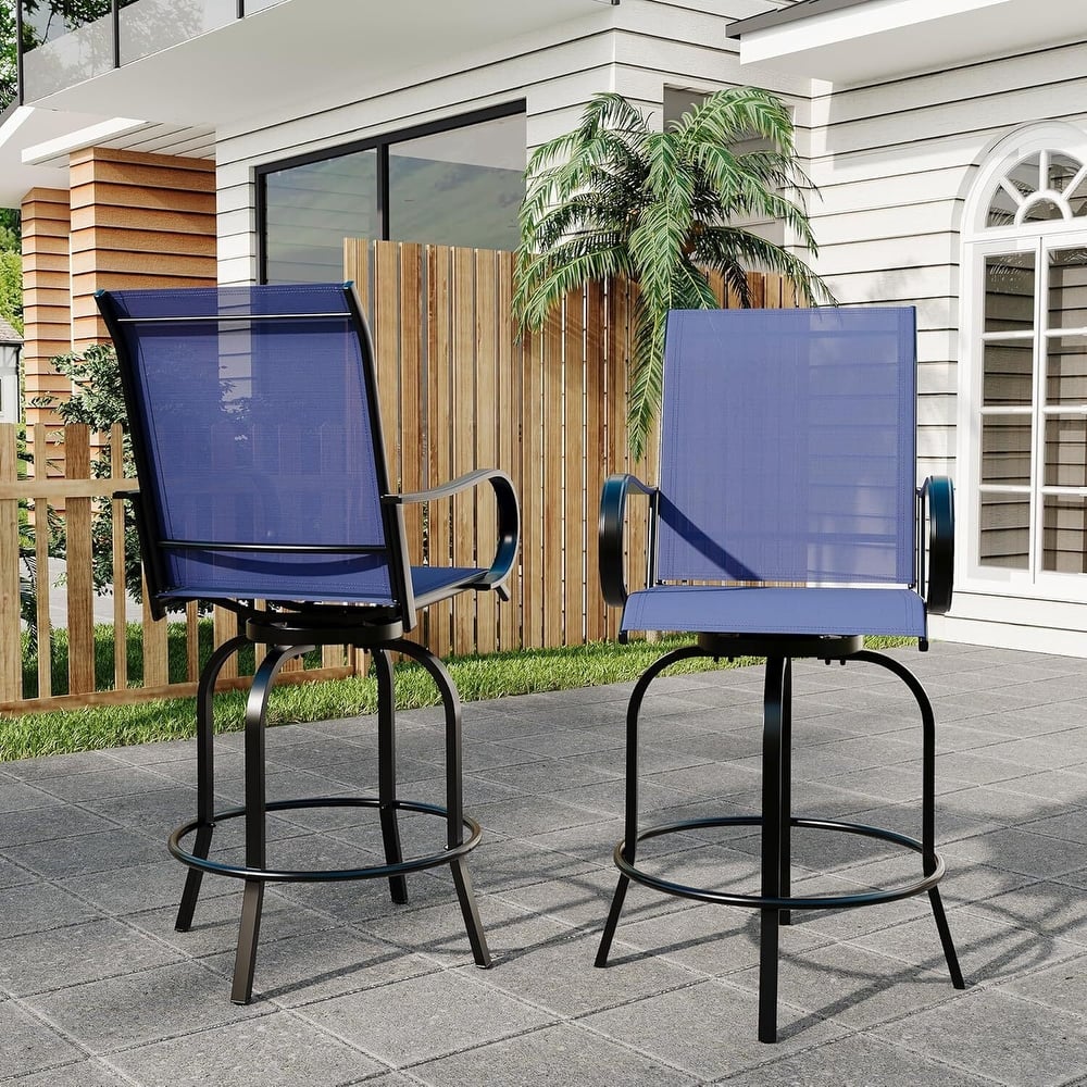 Outdoor Swivel Bar Stools Set for Deck, Patio