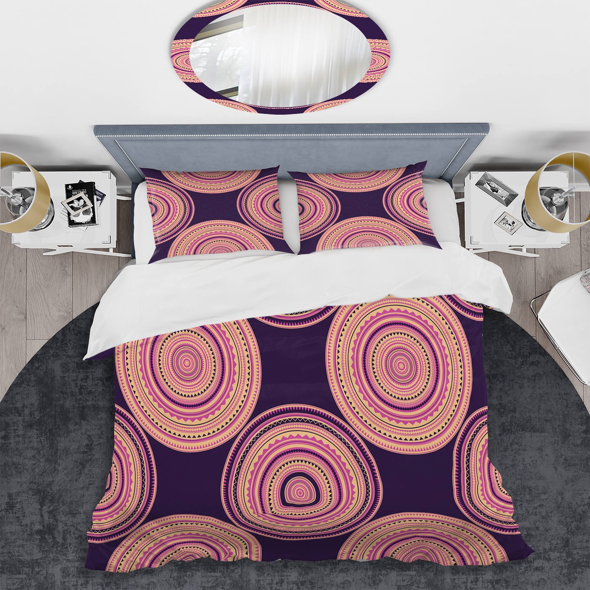 Designart 'Pink Mandala Pattern' Modern Duvet Cover Set On Sale Bed