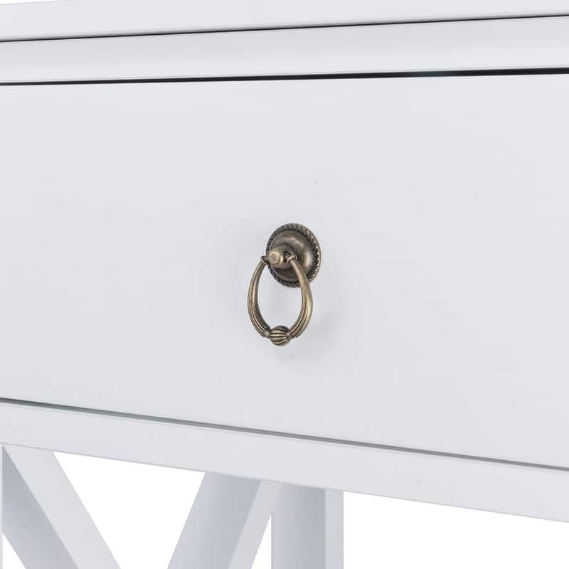 2Pcs White MDF 1 Drawer Nightstands