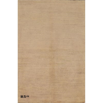 Modern Beige Gabbeh Oriental Foyer Rug Handmade Wool Carpet - 2'8"x 4'1"