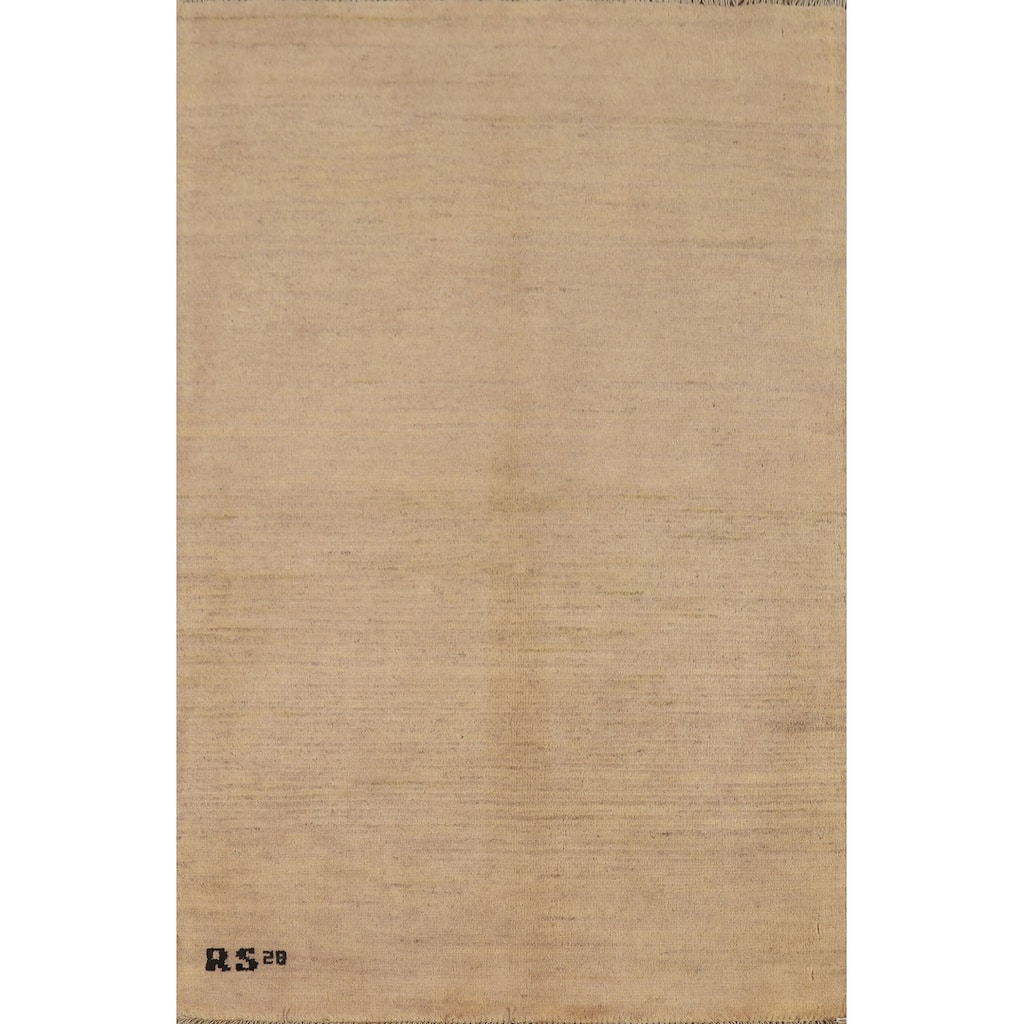 Modern Beige Gabbeh Oriental Foyer Rug Handmade Wool Carpet - 2'8"x 4'1"