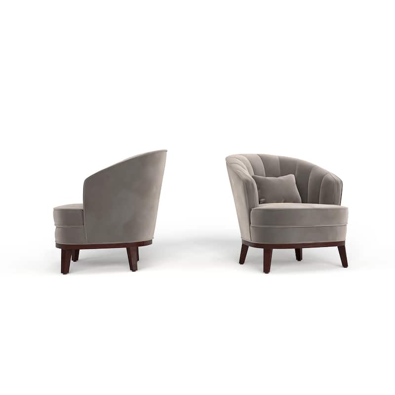 Ava Upholstered Barrel Accent Chair, Grey