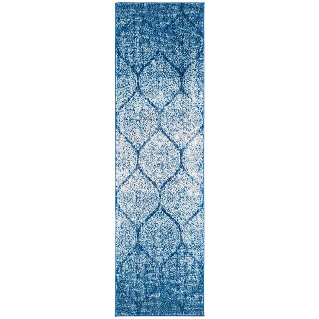SAFAVIEH Madison Stella Boho Chic Ogee Trellis Rug - 2'3" x 14' Runner - Navy/Blue