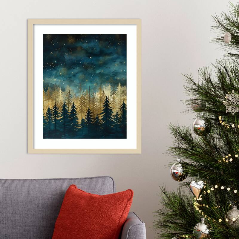 Teal and Tan 2 by Bilge Paksoylu Wood Framed Wall Art Print