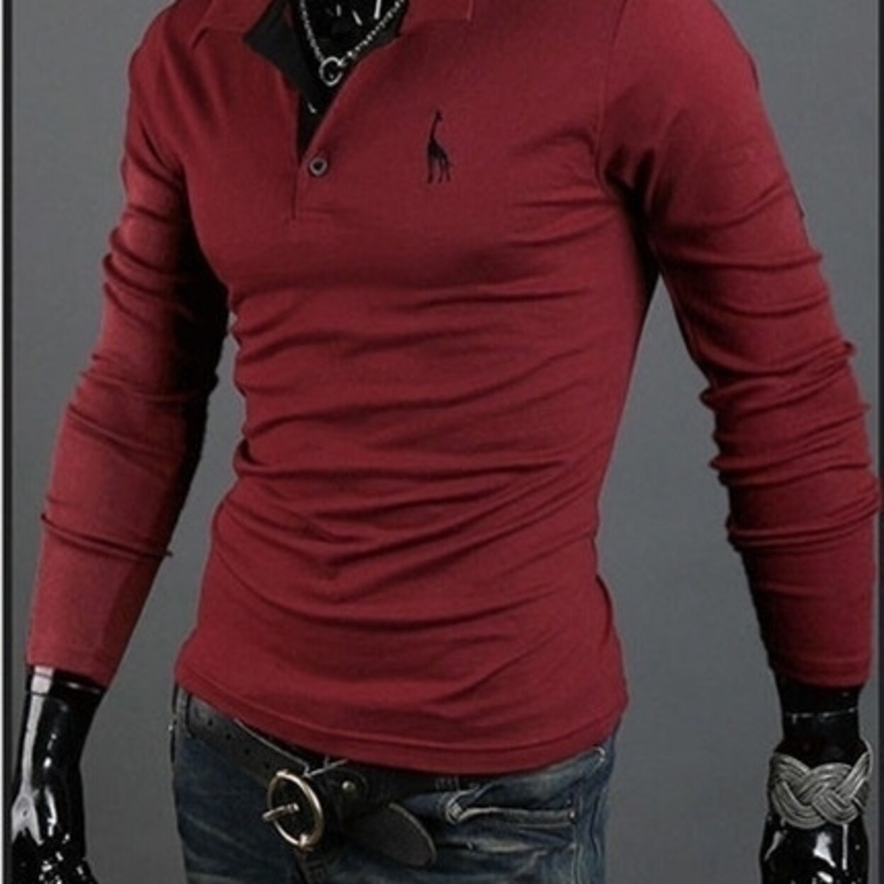 Shop Men Tee Tops Casual Classic Polo Mens T Shirt Long Sleeve