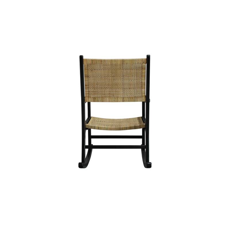 Woven Rattan Rocking Chair with Arm - 41.75" - Black