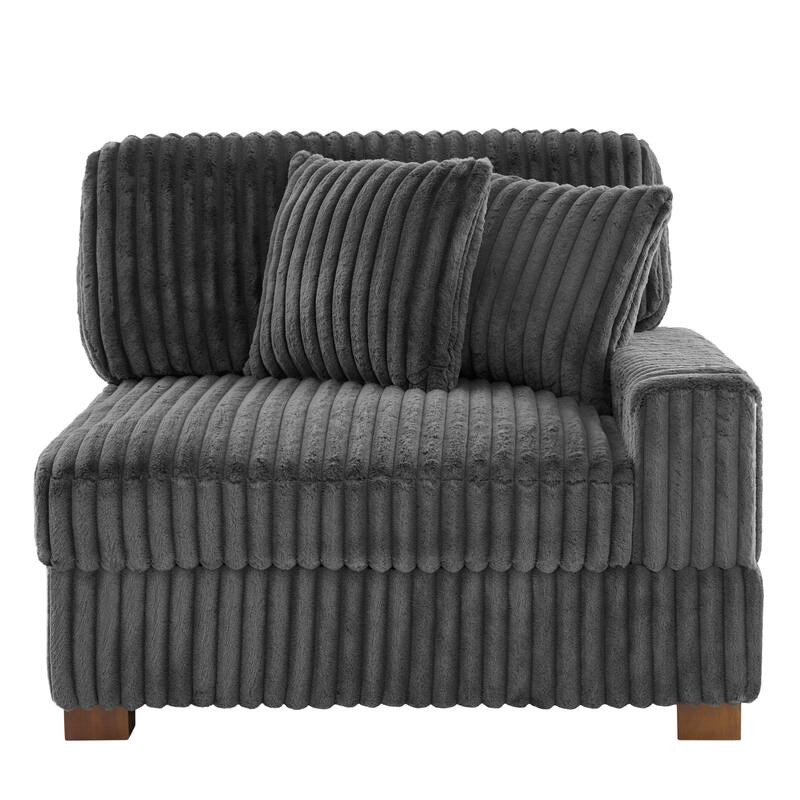 Plush Corduroy Chaise Armchair Modular Lounge Sectional Corner Sofa