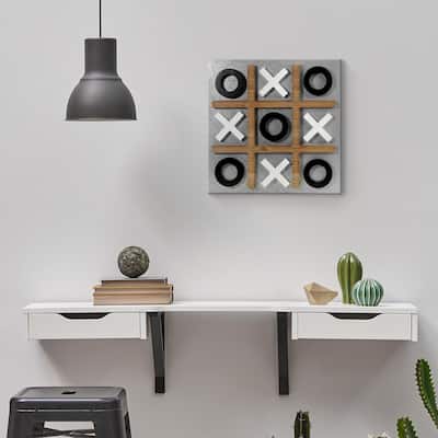 Magnetic Tic Tac Toe Wall Game Board - Black & White (15" x 15") - Multi-Color - 15" x 15"
