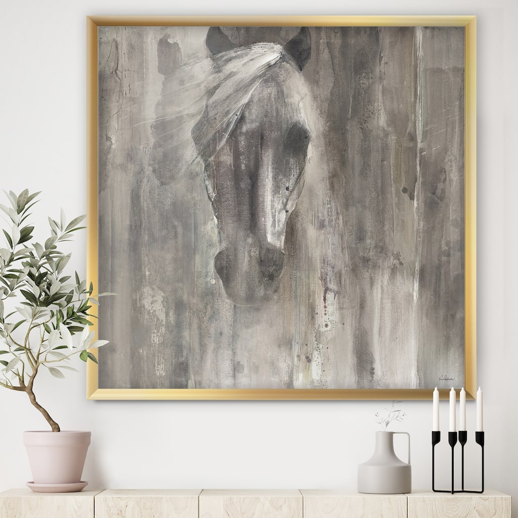 Designart "Farmhouse Horse" Modern Farmhouse Framed Art Print