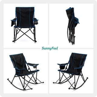 Oversized Rocking Camping Chair,Outdoor Padded Recliner,Folding Lawn ...