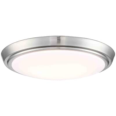 11-Inch LED Brushed Nickel Flush Mount Ceiling Light - 11" x 11" x 2"