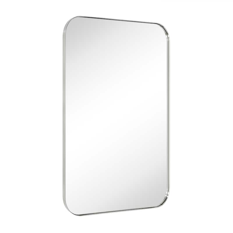 TEHOME Mid-Century Modern Chic Metal Rounded Wall Mirrors - 30'' x 48'' - Brushed Nickel