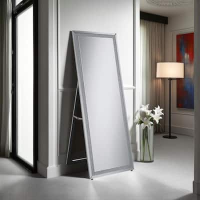 Cheval Mirror with Rhinestone Inlay and Easel Back, Silver