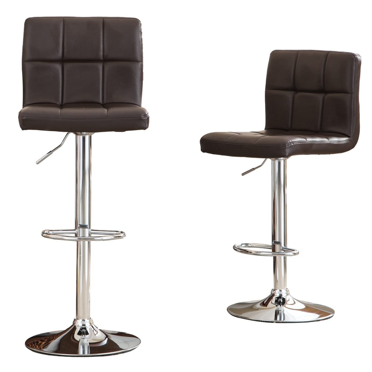 Swivel Faux Leather Adjustable Hydraulic Bar Stool, Set of 2