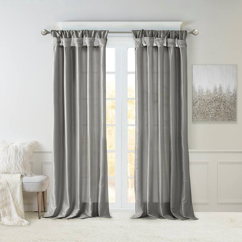 Twist Tab Lined Window Curtain Panel Charcoal 50x108"
