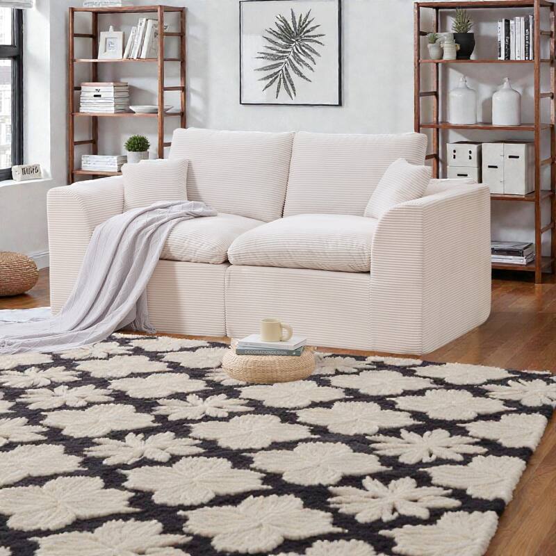 Modular Cloud Sectional Sofa, Comfy 2-Seater Corduroy Couch with Removable Covers