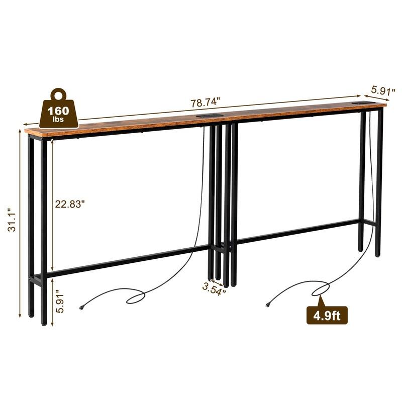 2-piece Set Triamine + Iron 200 * 15 * 79cm with Power Strip Foyer Table