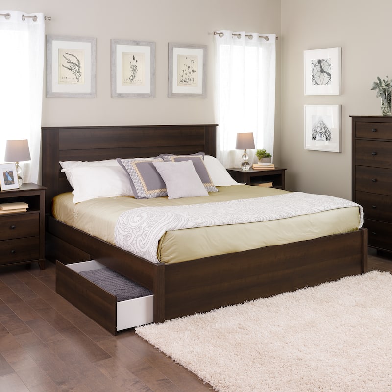 Prepac King 4-post Platform Bed with Optional Drawers