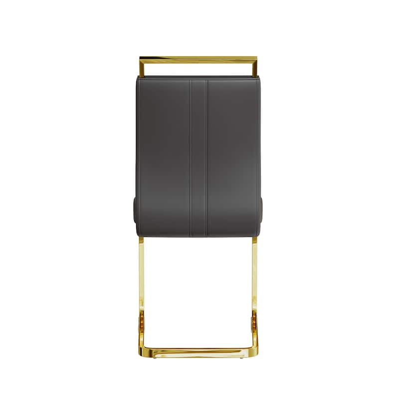 Modern Style Faux Leather High Back Dining Chairs Set of 4 with Golden Metal Legs for Dining Room