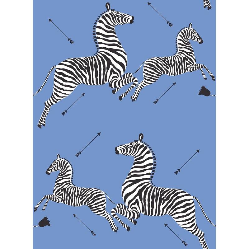 Scalamandre Azure Zebra Safari Peel & Stick Wallpaper