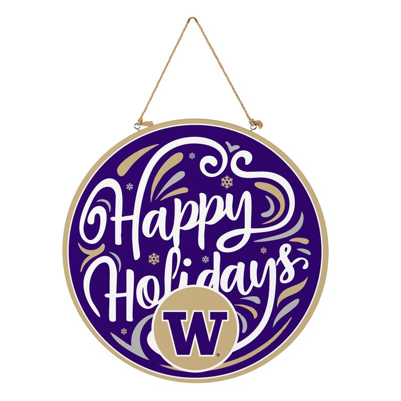 University of Washington 18" x 18" Happy Holidays Door Décor Wall Sign - 18" x 18"