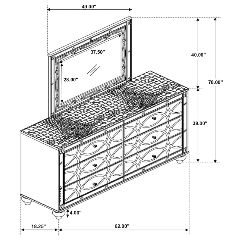 Gunnison 6-drawer Dresser Silver Metallic