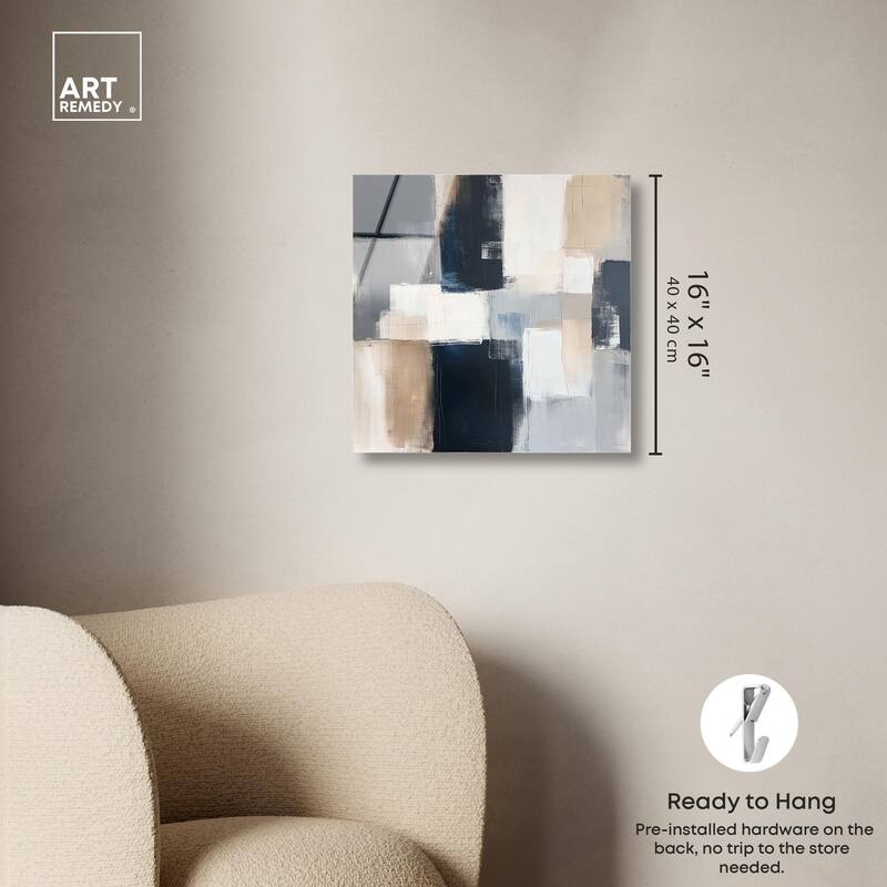 Blue and Tan Abstraction I Acrylic by Art Remedy, Ready to Hang